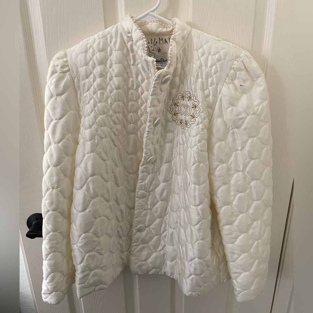 VINTAGE 1970s Christian Dior Quilted Bed Jacket Size Small